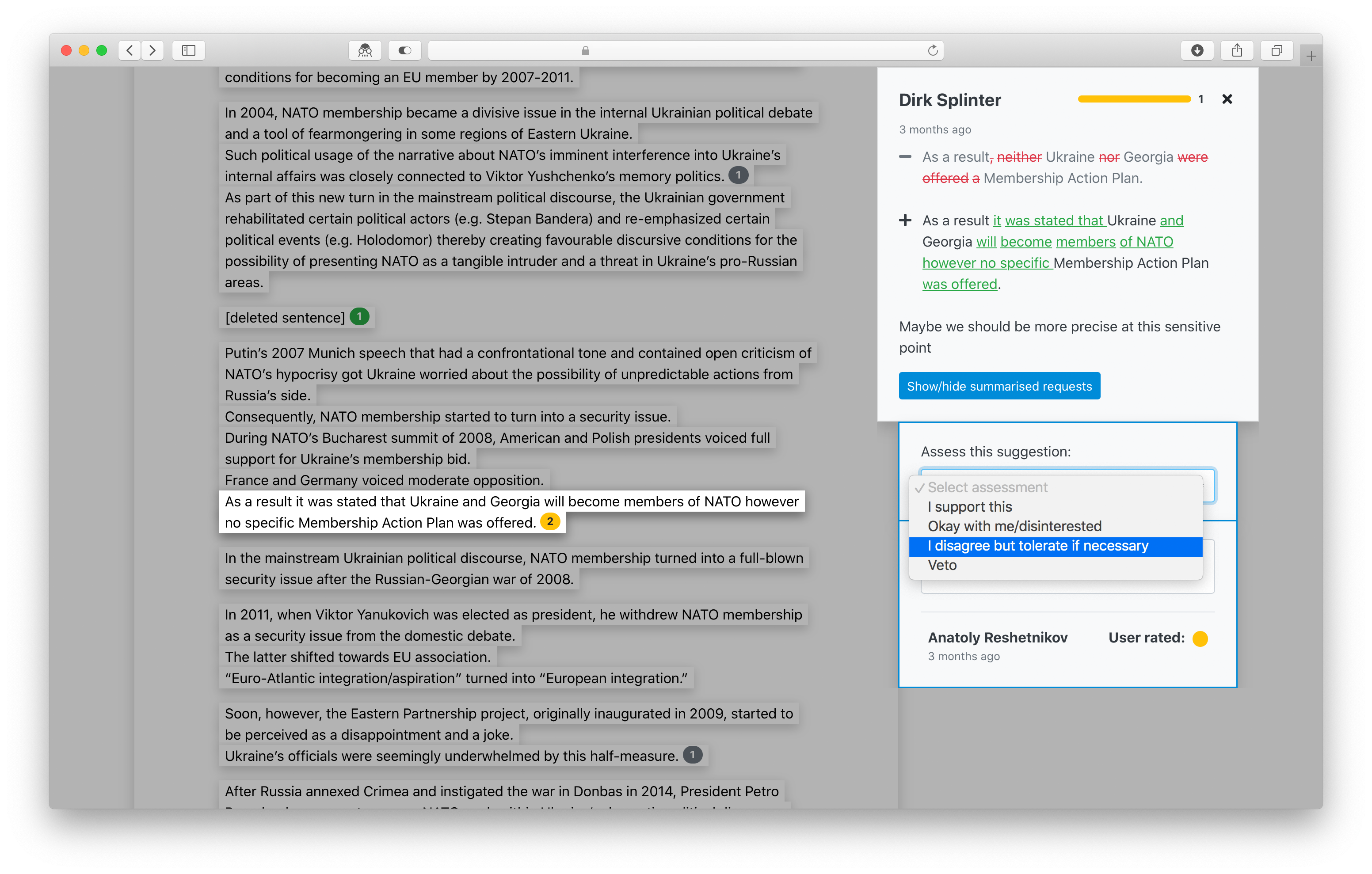 Real-time editing mockup