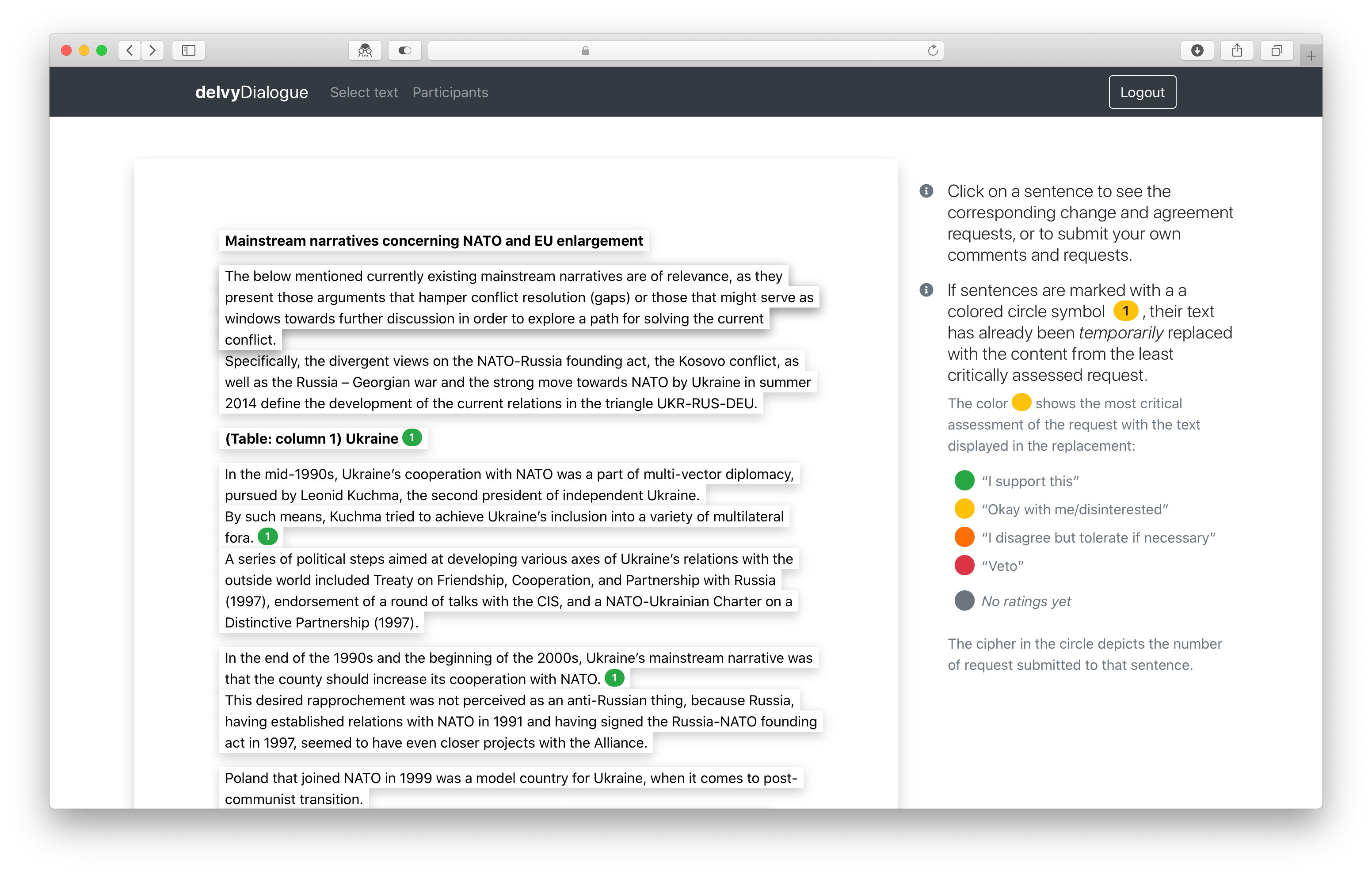 DelvyDialogue collaboration interface concept