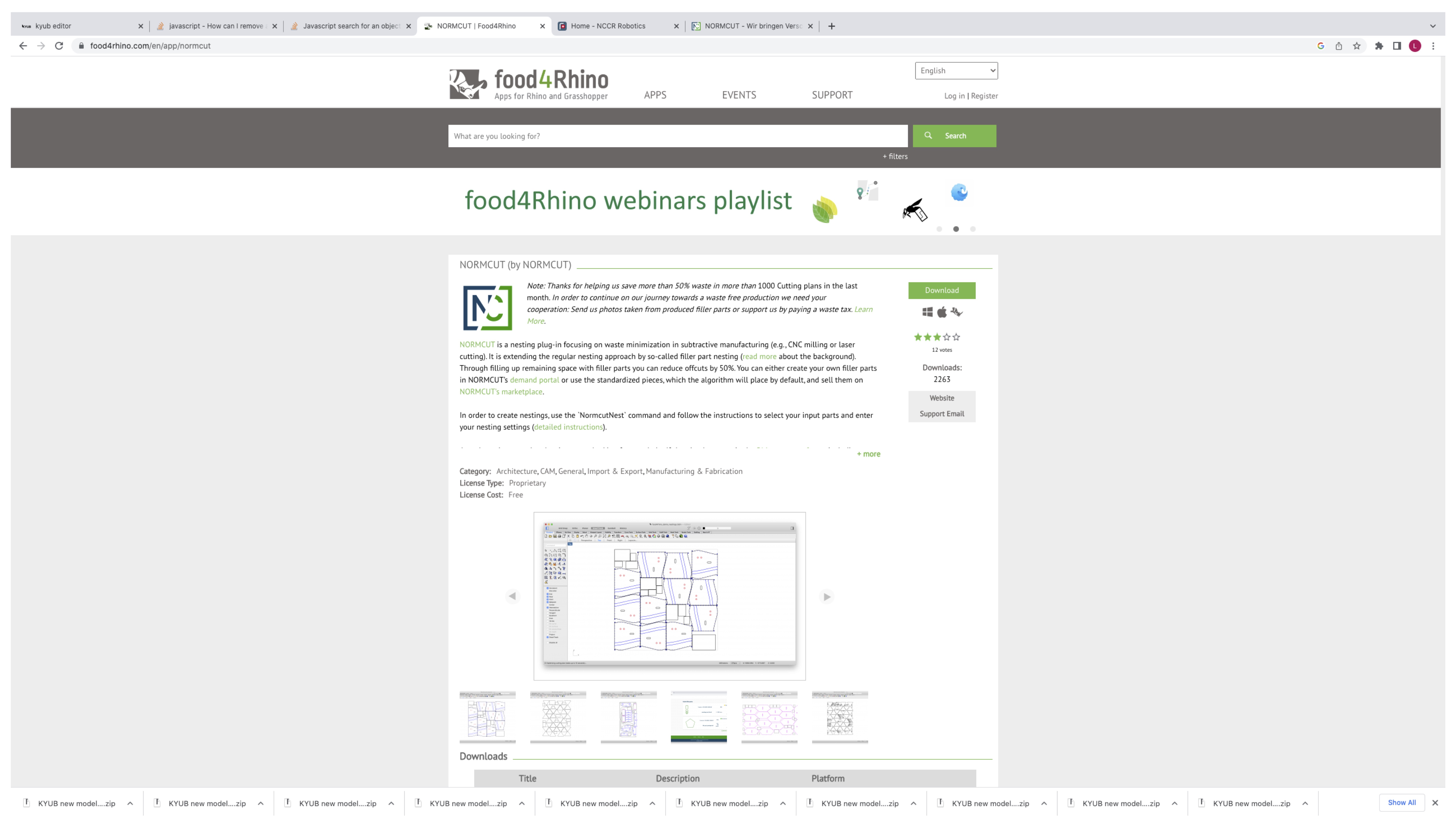 Nesting optimisation result