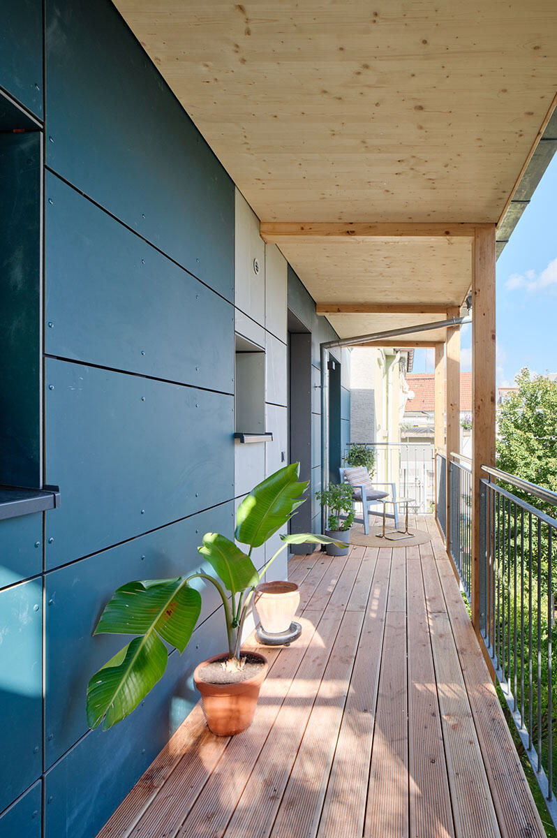 Detail view of façade